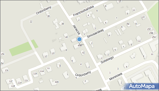 Ostróda, Jaracza Stefana, 40B, mapa Ostróda