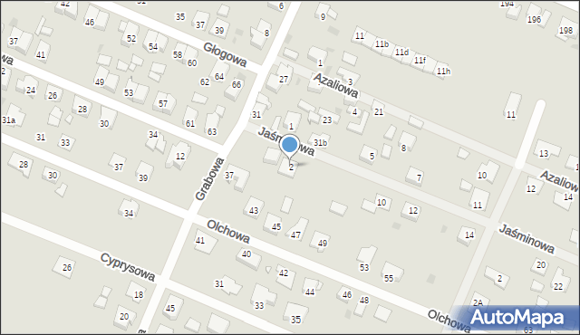 Ostrów Wielkopolski, Jaśminowa, 2, mapa Ostrów Wielkopolski