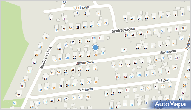 Ostrowiec Świętokrzyski, Jaworowa, 20, mapa Ostrowiec Świętokrzyski