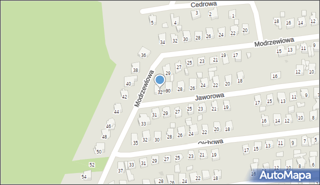 Ostrowiec Świętokrzyski, Jaworowa, 32, mapa Ostrowiec Świętokrzyski