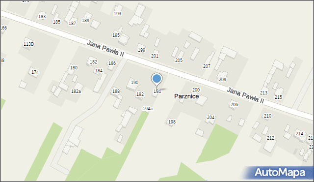 Parznice, Jana Pawła II, 194, mapa Parznice