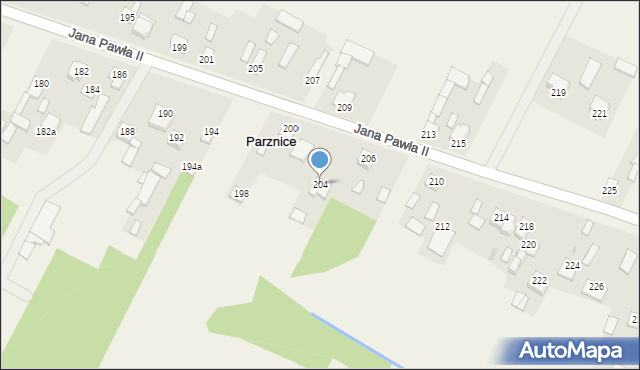 Parznice, Jana Pawła II, 204, mapa Parznice