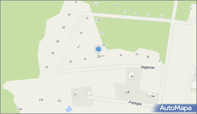 Pelagia, Jagienki, 23, mapa Pelagia