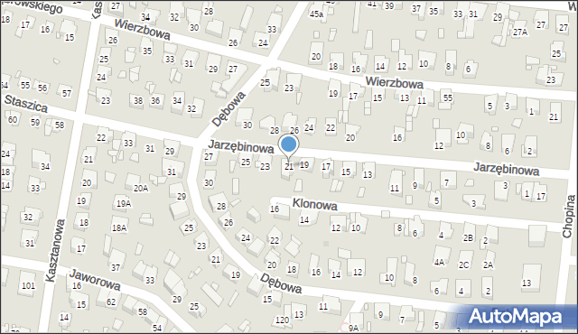 Piekary Śląskie, Jarzębinowa, 21, mapa Piekary Śląskie