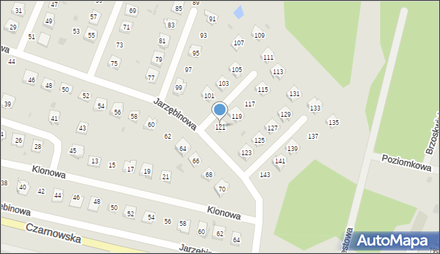 Piekoszów, Jarzębinowa, 121, mapa Piekoszów