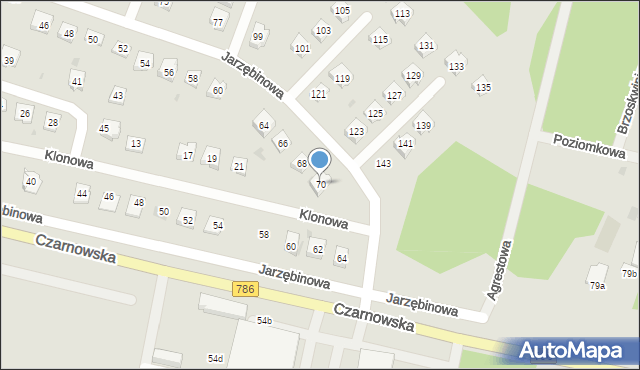 Piekoszów, Jarzębinowa, 70, mapa Piekoszów