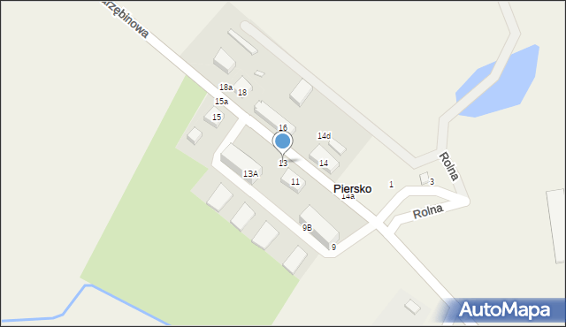 Piersko, Jarzębinowa, 13, mapa Piersko