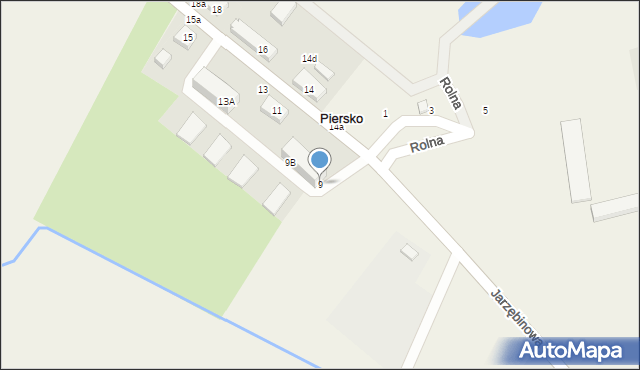 Piersko, Jarzębinowa, 9, mapa Piersko