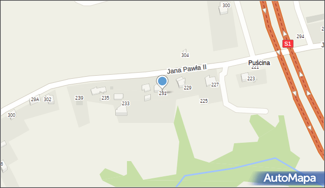 Pietrzykowice, Jana Pawła II, 231, mapa Pietrzykowice