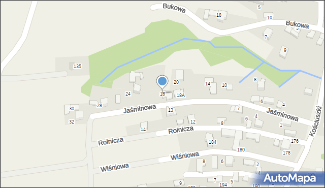 Pietrzykowice, Jaśminowa, 18, mapa Pietrzykowice