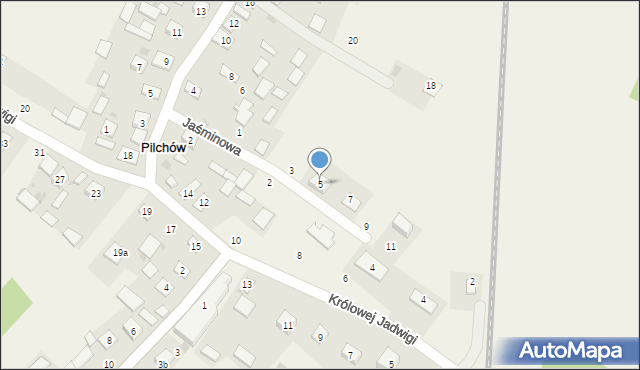 Pilchów, Jaśminowa, 5, mapa Pilchów