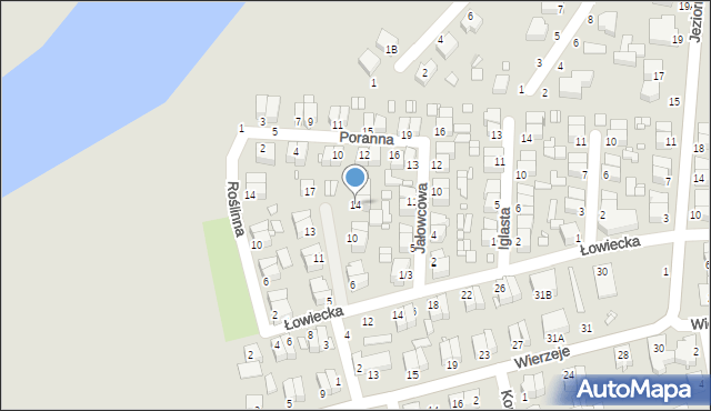 Piotrków Trybunalski, Jagodowa, 14, mapa Piotrków Trybunalski