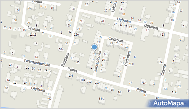 Piotrków Trybunalski, Jarzębinowa, 11, mapa Piotrków Trybunalski