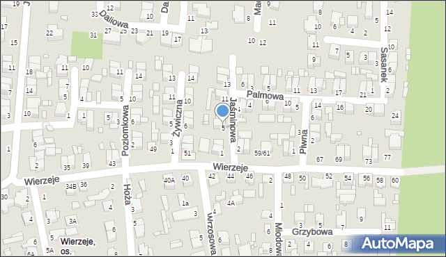 Piotrków Trybunalski, Jaśminowa, 5, mapa Piotrków Trybunalski