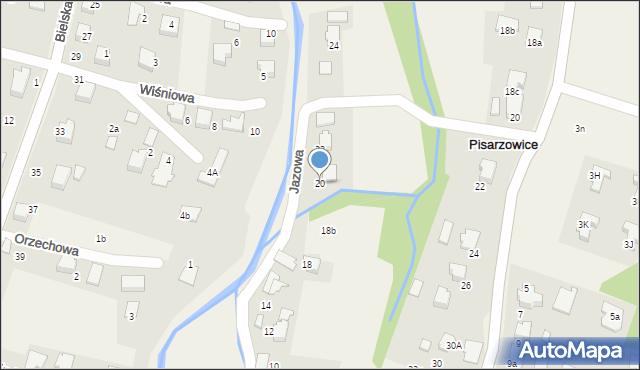 Pisarzowice, Jazowa, 20, mapa Pisarzowice