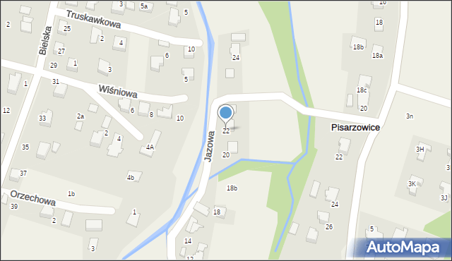 Pisarzowice, Jazowa, 22, mapa Pisarzowice