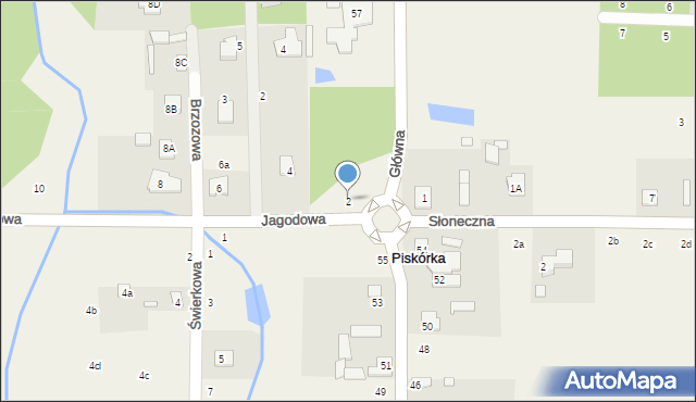 Piskórka, Jagodowa, 2, mapa Piskórka