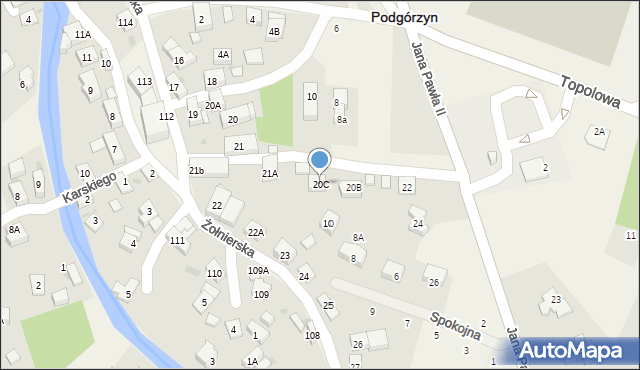 Podgórzyn, Jana Pawła II, 20C, mapa Podgórzyn