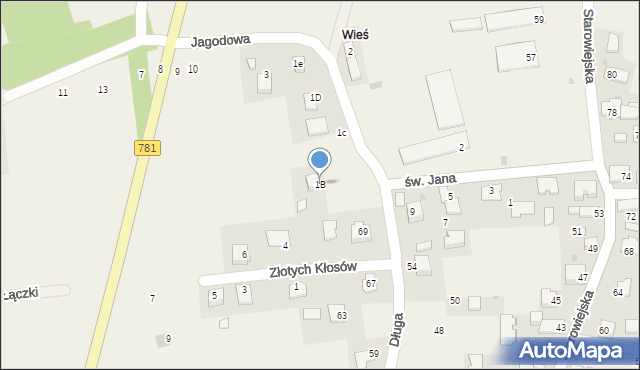 Podolsze, Jagodowa, 1B, mapa Podolsze