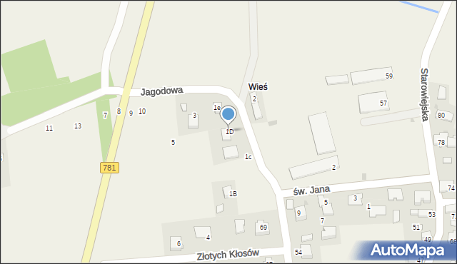 Podolsze, Jagodowa, 1D, mapa Podolsze