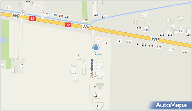 Podzagajnik, Jaśminowa, 3, mapa Podzagajnik