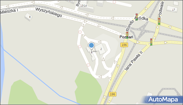 Poznań, Jana Pawła II, 4, mapa Poznania