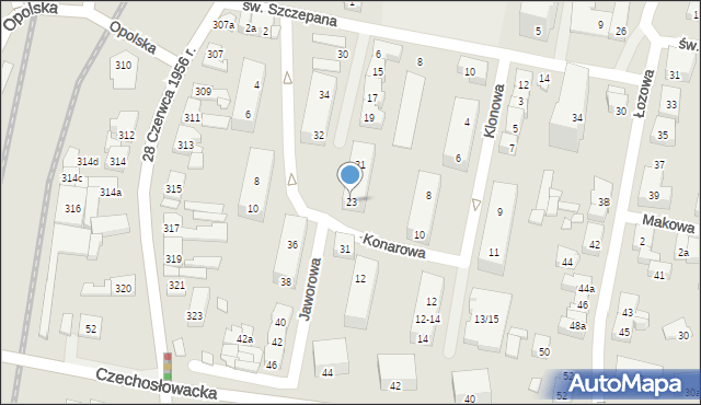 Poznań, Jaworowa, 23, mapa Poznania