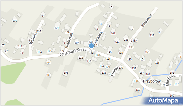 Przyborów, Jana Kazimierza, 114, mapa Przyborów