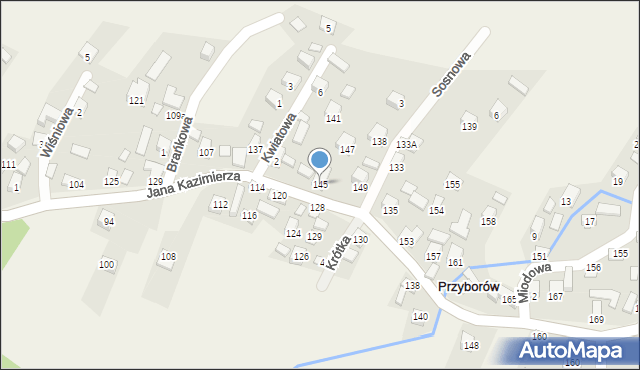 Przyborów, Jana Kazimierza, 145, mapa Przyborów