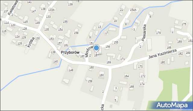 Przyborów, Jana Kazimierza, 167, mapa Przyborów