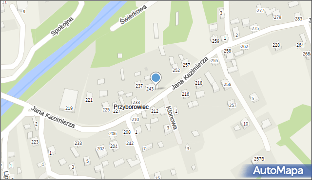 Przyborów, Jana Kazimierza, 247, mapa Przyborów