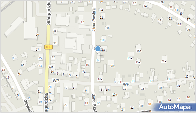 Pyrzyce, Jana Pawła II, 16, mapa Pyrzyce