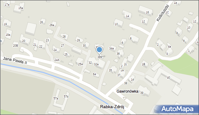 Rabka-Zdrój, Jana Pawła II, 32b, mapa Rabka-Zdrój