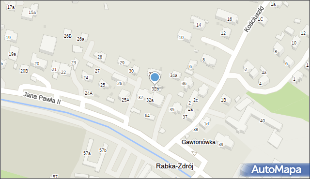 Rabka-Zdrój, Jana Pawła II, 32b, mapa Rabka-Zdrój