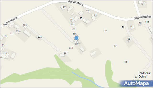 Radocza, Jagiellońska, 109, mapa Radocza