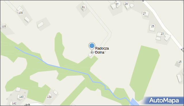 Radocza, Jagiellońska, 83, mapa Radocza