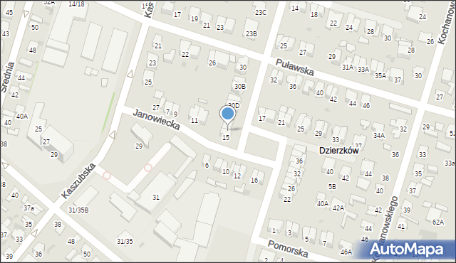 Radom, Janowiecka, 15A, mapa Radomia