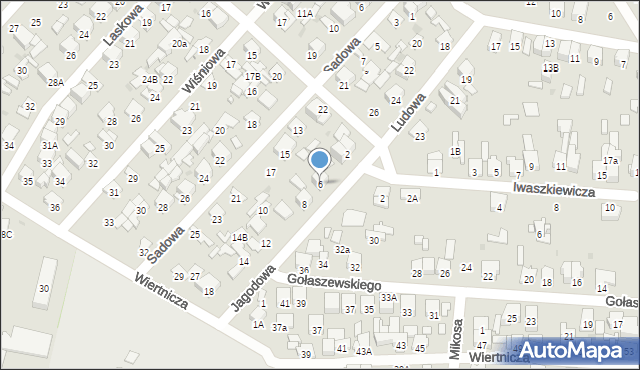 Radom, Jagodowa, 6, mapa Radomia