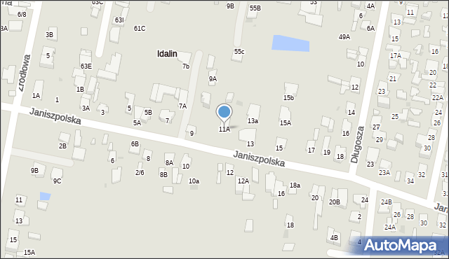 Radom, Janiszpolska, 11A, mapa Radomia