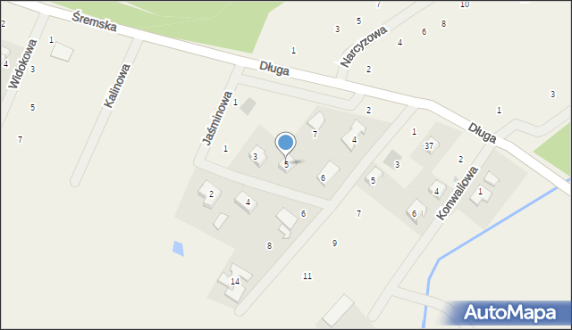 Radzewice, Jaśminowa, 5, mapa Radzewice