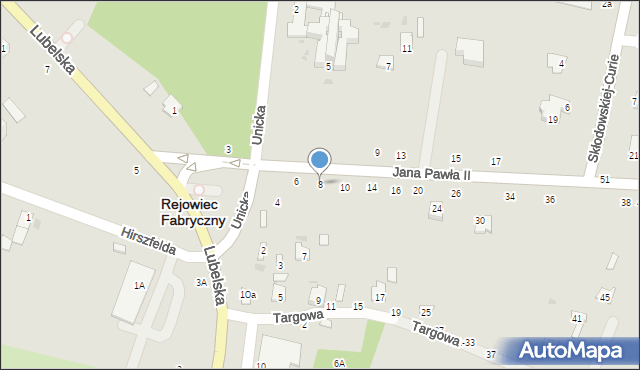 Rejowiec Fabryczny, Jana Pawła II, 8, mapa Rejowiec Fabryczny