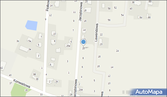 Rożno-Parcele, Jarzębinowa, 10, mapa Rożno-Parcele