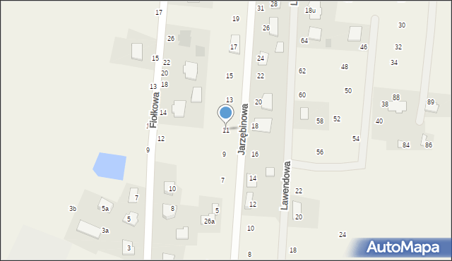 Rożno-Parcele, Jarzębinowa, 11, mapa Rożno-Parcele