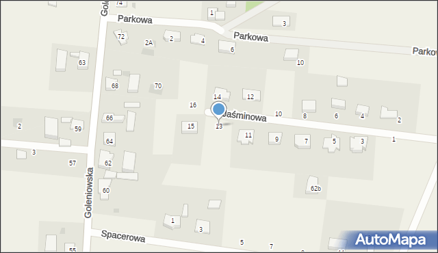 Rurzyca, Jaśminowa, 13, mapa Rurzyca