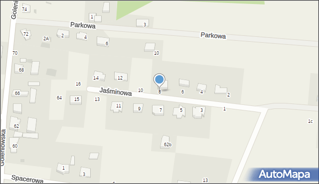 Rurzyca, Jaśminowa, 8, mapa Rurzyca