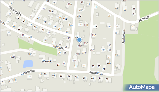 Rybnik, Jaskółcza, 21C, mapa Rybnika