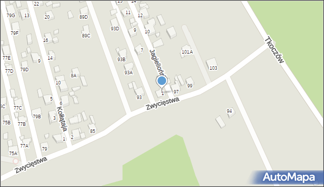 Rybnik, Jagiellońska, 1, mapa Rybnika