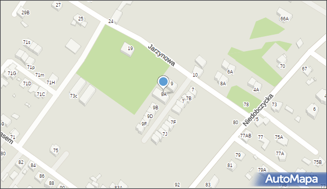 Rybnik, Jarzynowa, 9A, mapa Rybnika