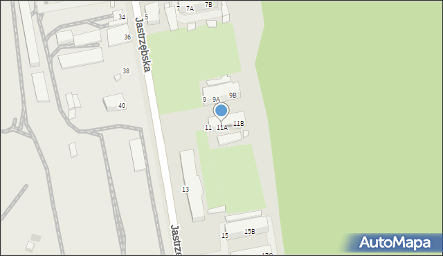 Rybnik, Jastrzębska, 11A, mapa Rybnika