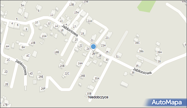 Rybnik, Jabłoniowa, 26, mapa Rybnika